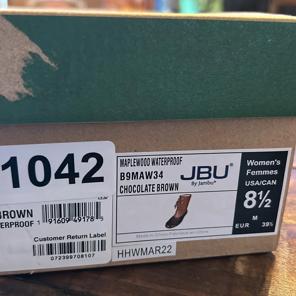 JBU Maplewood Waterproof Chocolate Brown Rain Boots NWT Size 8.5